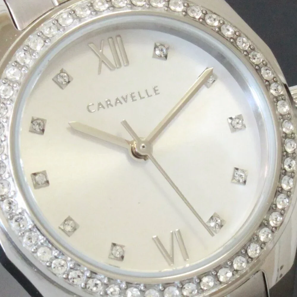 Retro Caravelle Sport Ladies Quartz Watch 154 Austrian Crystals Stainless 28mm